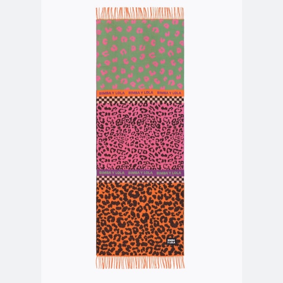 BIMBA Y LOLA XL Winter SCARF leopard print pink and orange - Sold Out - Picture 5 of 15